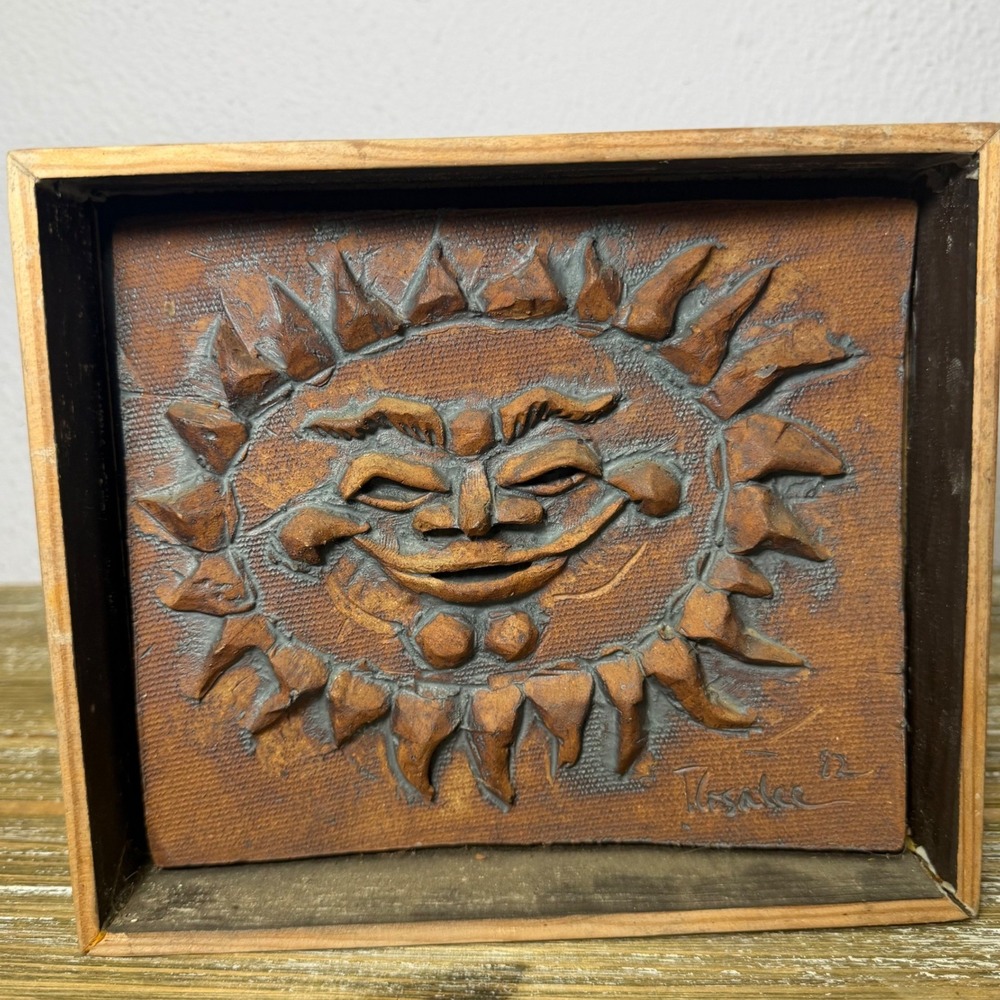 Vintage Rosalee Rockman Whimsical Sun Folk Art Gallery Wall Decor 1982 Whimsical